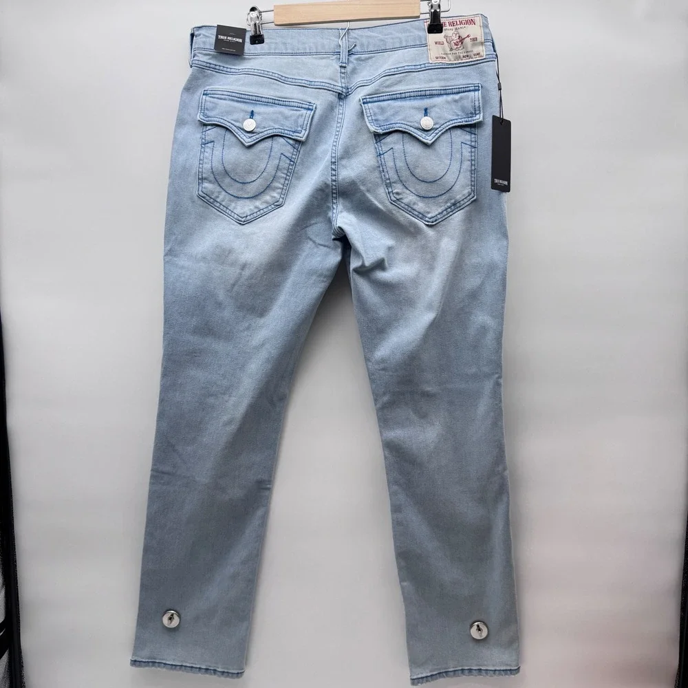 True Religion Ricky Straight Jeans Mens 34 Light Blue NWT